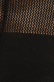 Close-up of the unique fishnet inset design on the Sage Sweater, showcasing modern texture and style.