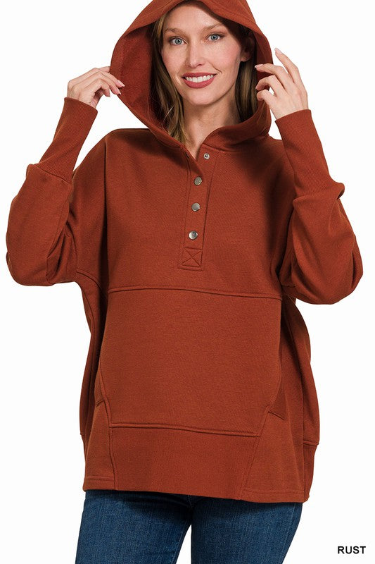 Luisa Half Button Fleece Hoodie