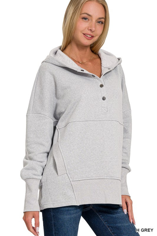 Luisa Half Button Fleece Hoodie - FINAL SALE