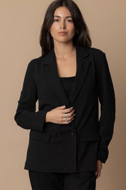 Piper Classic Blazer in black, featuring a classic collared silhouette and tailored design for versatile elegance.