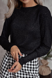 Glitter Round Neck Long Sleeve Top