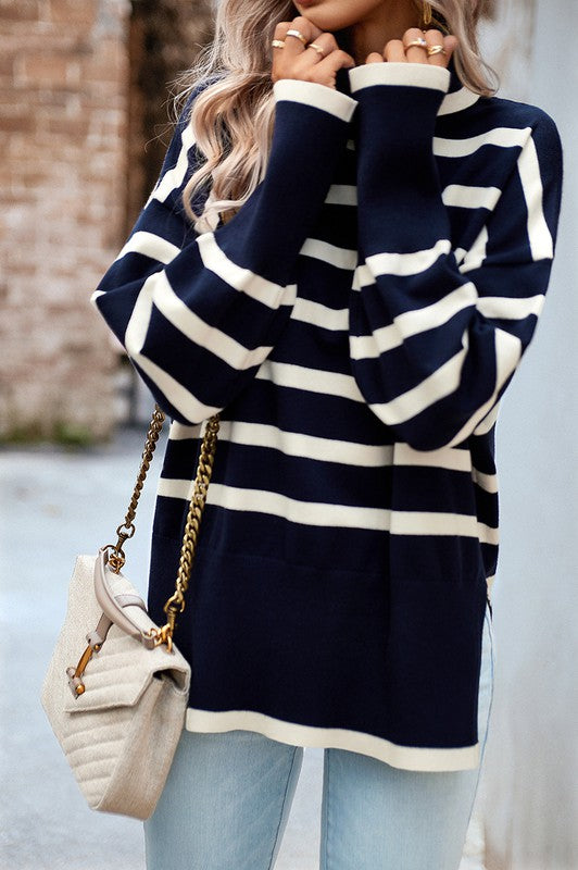 Natalia Striped High-Neck Sweater - FINAL SALE