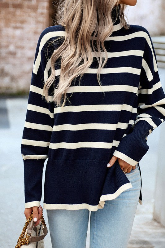 Natalia Striped High-Neck Sweater - FINAL SALE