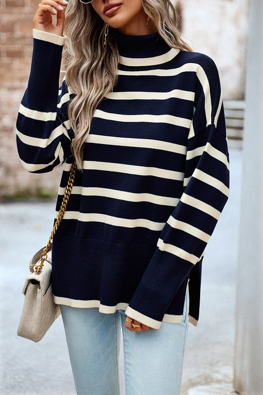 Natalia Striped High-Neck Sweater - FINAL SALE