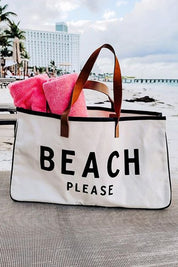 Beach Please BagMake a statement with the Beach Please Canvas Tote Bag, featuring a fun and trendy print that adds a playful touch to your summer ensemble. Crafted from high-quality canvas material, this tote bag offers durability and long-lasting use, ma