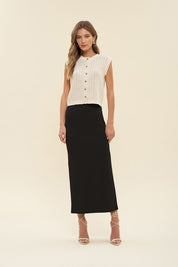 Valeria High Waist Side Slit Midi Pencil Skirt