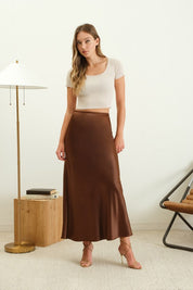 Elena Satin Slip Midi Skirt