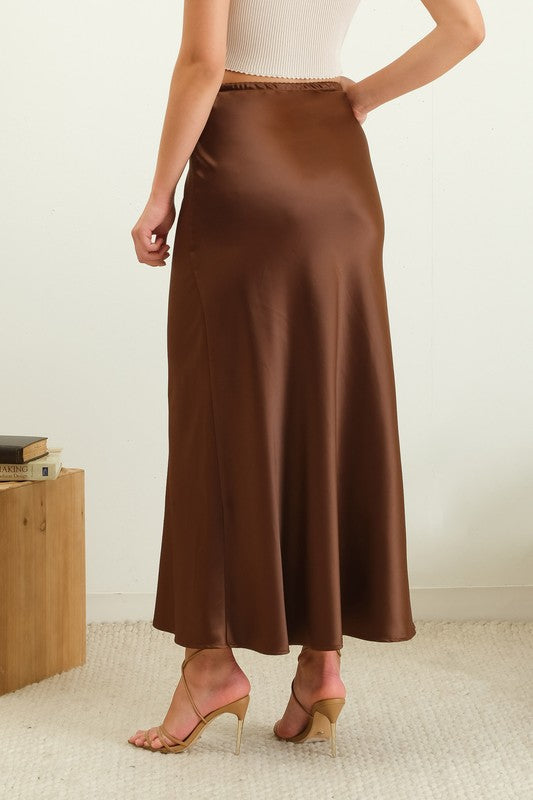 Elena Satin Slip Midi Skirt