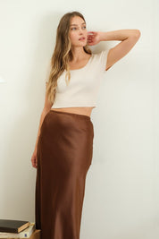 Elena Satin Slip Midi Skirt