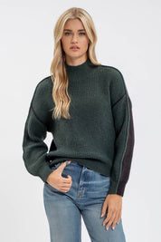 Mariana Colorblock Mock Neck Knit Sweater