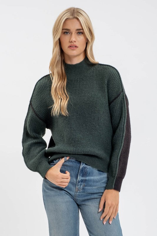 Mariana Colorblock Mock Neck Knit Sweater