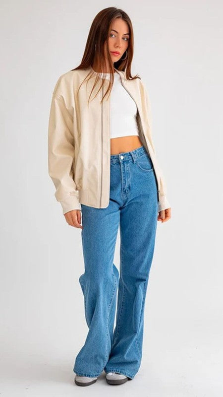 Vera Faux Leather Bomber