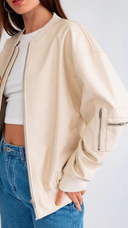 Vera Faux Leather Bomber