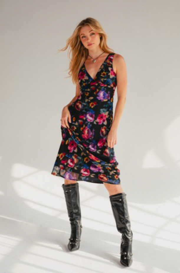 Monet Floral Midi Dress