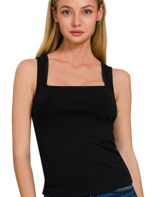 Chloe Square Neck TankThe Chloe Square Neck Top is a must-have for your summer wardrobe! This cotton cropped top features a chic square neckline and a flattering, fitted silhouette. Crafted from high-quality cotton, it ensures comfort and durability for e