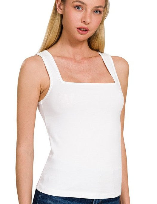 Chloe Square Neck TankThe Chloe Square Neck Top is a must-have for your summer wardrobe! This cotton cropped top features a chic square neckline and a flattering, fitted silhouette. Crafted from high-quality cotton, it ensures comfort and durability for e