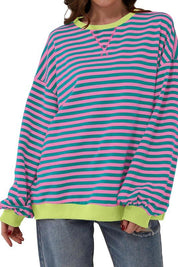 Fiona Stripe Long SleeveElevate your casual wardrobe with the Fiona Stripe Pullover, featuring a stylish contrast neck and sleeves paired with a striped body for a chic and contemporary look. This pullover offers a modern twist on classic styling, making