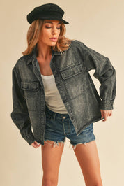 Genny Denim TopRevamp your style with this Genny faded denim shirt. Featuring button closure, spread collar, and long sleeves with button cuffs. The high-low hem adds a touch of edge, while the button-close chest pockets offer functionality and flair. Ele