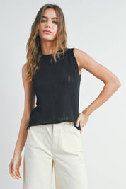 Paula Rib Knit Sweater VestThe Rib-knit Sweater Vest is a versatile and stylish garment perfect for layering during cooler weather. Made from high-quality ribbed knit fabric, it features a sleeveless design with a snug fit that provides both comfort and a