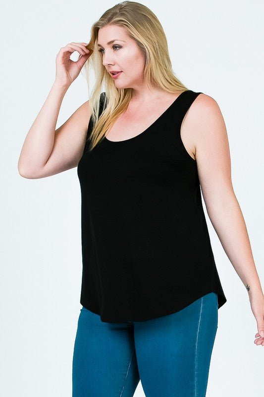 Curve Classic Tank - FINAL SALEPRODUCT DESCRIPTION: This classic round neck tank top is a wardrobe staple. Emmas Closet is a staff & customer favourite, known for their soft and comfy fabrics that wear and wash oh so well! Made of a stretchy rayon modal f