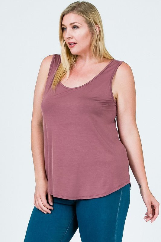 Curve Classic Tank - FINAL SALEPRODUCT DESCRIPTION: This classic round neck tank top is a wardrobe staple. Emmas Closet is a staff & customer favourite, known for their soft and comfy fabrics that wear and wash oh so well! Made of a stretchy rayon modal f