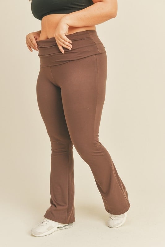 Curve Flare Legging - FINAL SALEPRODUCT DESCRIPTION: Ultra soft brushed fabric flare legging with fold over waistband SIZE & FIT Fit: This garment fits true to size.Fabric: Stretch Fabric Inseam: Size 1X measures **"Front Rise: Size 1X measures **" Also a