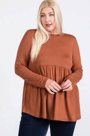 Fallon Top - FINAL SALEDESCRIPTION: Ruffle mock neck baby doll top with keyhole back with half-ball button closure detail. Made In: Imported Content: 95% Rayon / 5% Spandex Washing Instructions: Machine Wash Cold / Hang to Dry Fit: TTSFallon Top - FINAL S