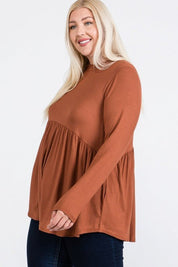 Fallon Top - FINAL SALEDESCRIPTION: Ruffle mock neck baby doll top with keyhole back with half-ball button closure detail. Made In: Imported Content: 95% Rayon / 5% Spandex Washing Instructions: Machine Wash Cold / Hang to Dry Fit: TTSFallon Top - FINAL S