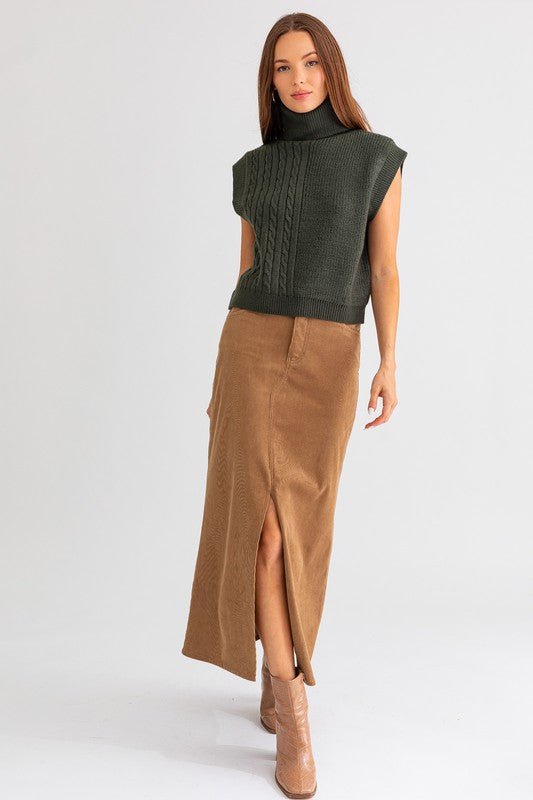 Brown knit outlet midi skirt