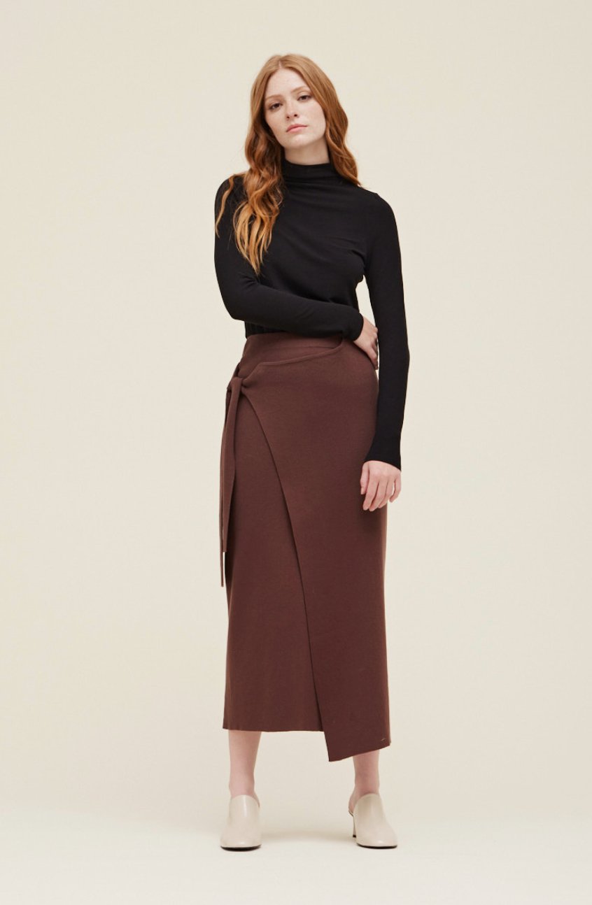 Brown pencil 2024 wrap skirt